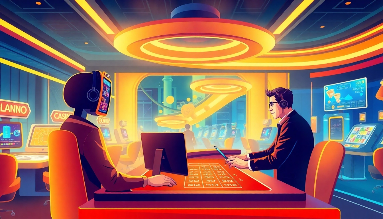 Experience the thrill of gaming at Petirzeus88 with professional dealers in a vibrant casino setting.