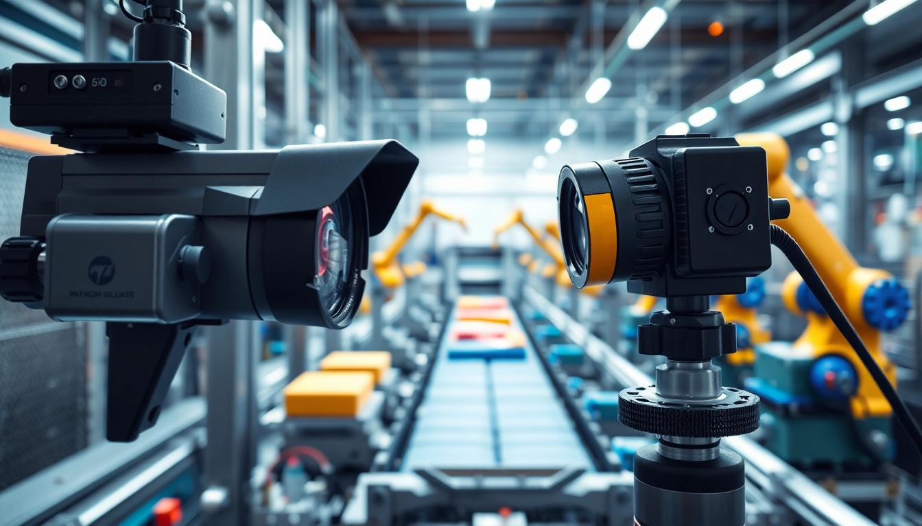 Showcasing machine vision technology in action during automated inspection processes.