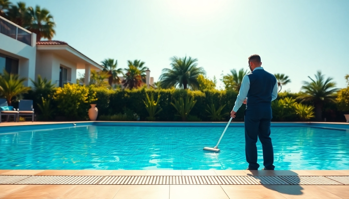 Offering expert pool service near me, our technician maintains a beautiful residential pool.
