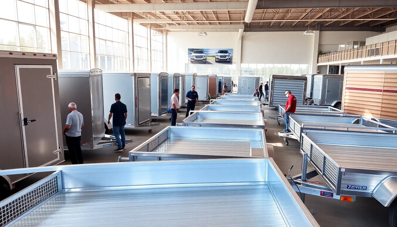 Browse trailers near me with a diverse selection on display in a welcoming dealership.