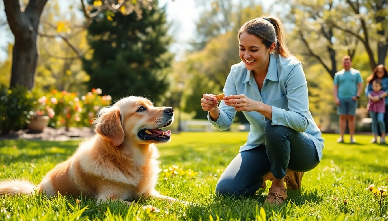 Engaging dog training session in Irvine featuring a friendly dog and professional trainer.