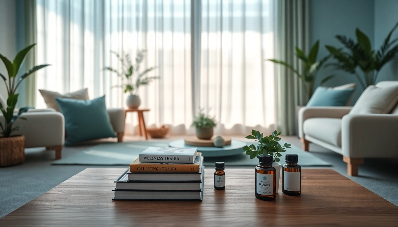 Comforting therapy room for healing trauma with serene atmosphere and inviting decor.