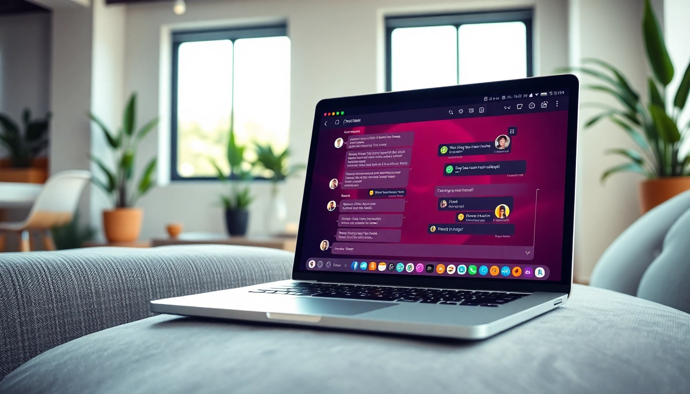 Engaging AI bot for websites demonstrated on a laptop in a modern office setting.