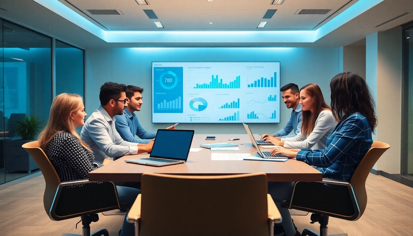Engaged team utilizing ai prompts for competitor analysis in a modern office setting.