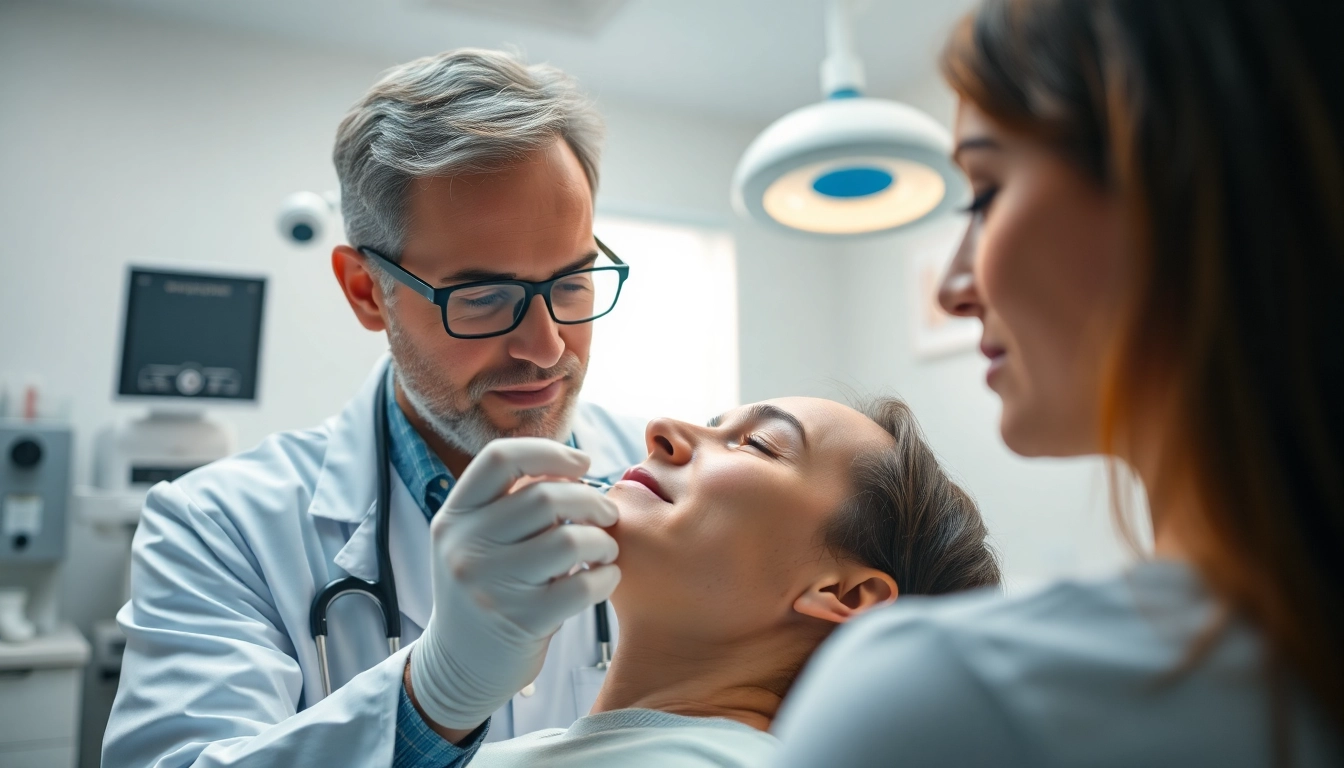 Administering Peptide Therapy in a professional healthcare environment with warm lighting.