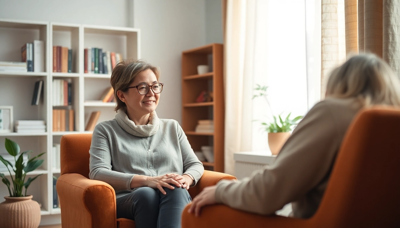 Attachment theory specialist attentively engaging with a client during a therapy session.