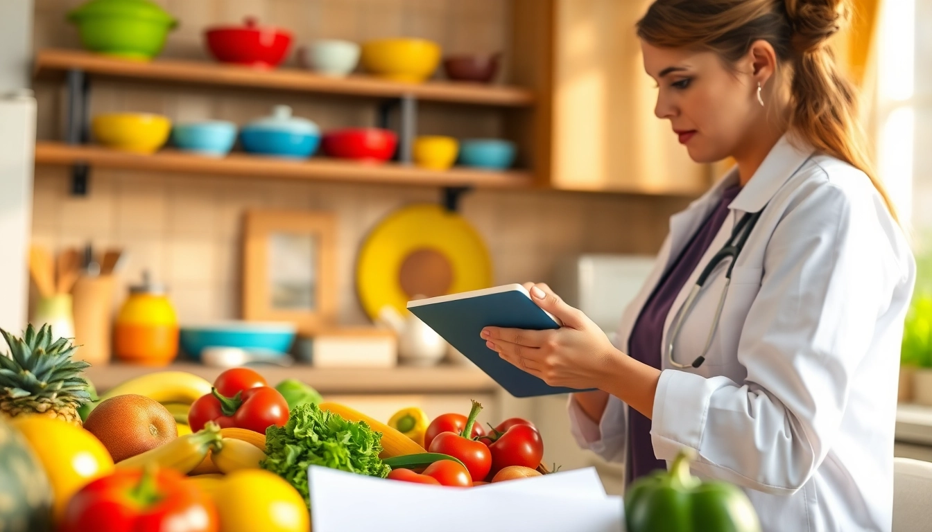 Creating a balanced diet to lose weight with fresh ingredients in a bright kitchen.