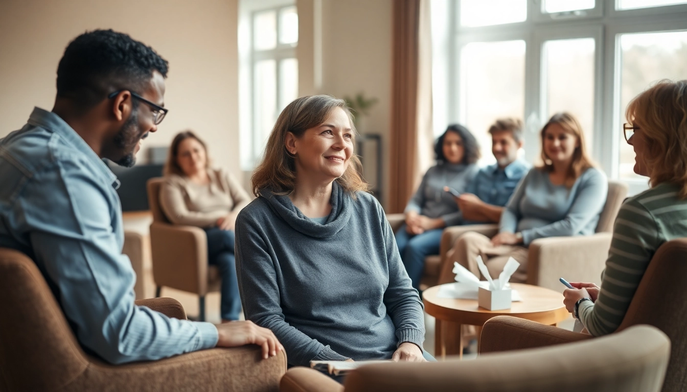 Individuals dealing with grief share their experiences in a supportive group setting.