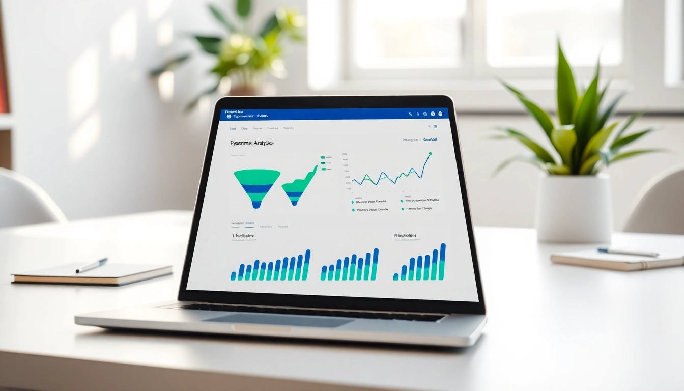 Creating funnels for ecommerce strategies showcased on a sleek laptop in a professional workspace.
