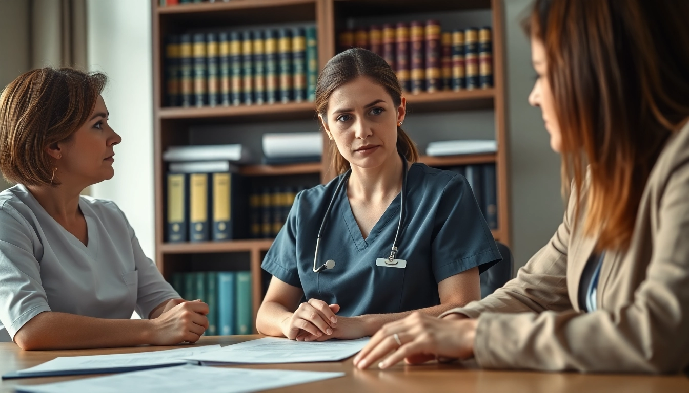 Nurse discussing legal options related to VDAP Program in Alabama, displaying concern in her expression.