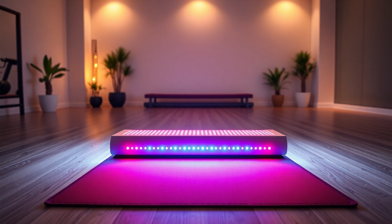 Experience relaxation on a red light therapy mat fullbody showcasing its sleek design and LED capabilities.