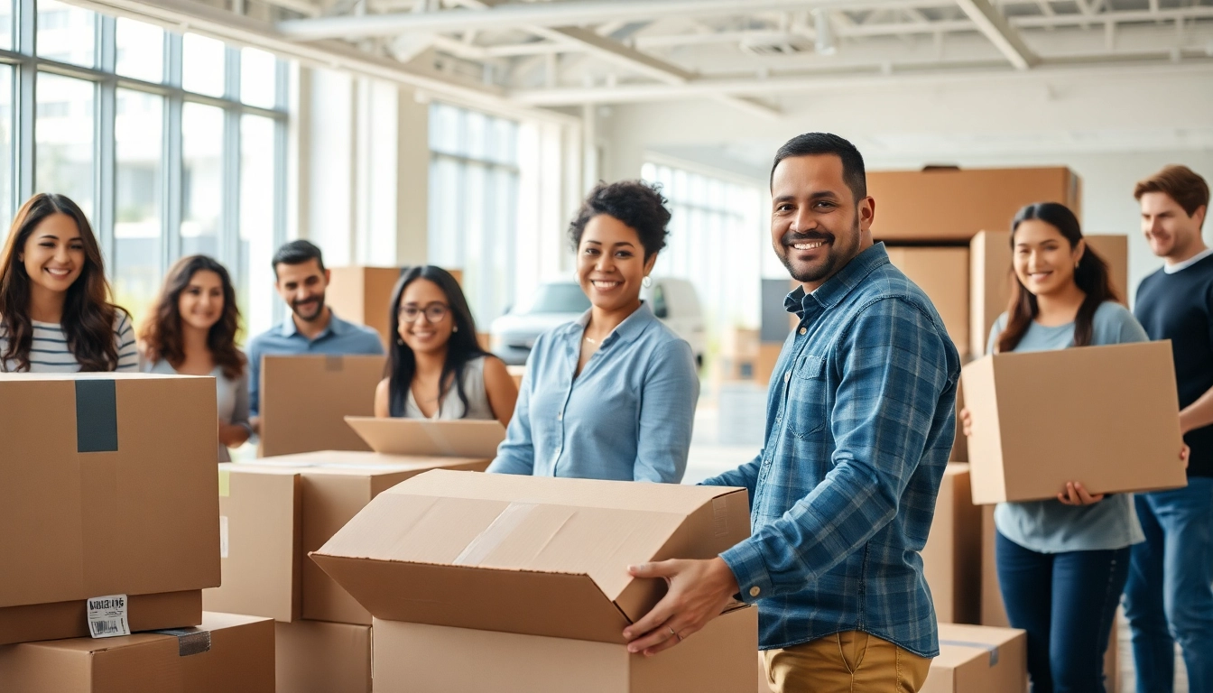 Efficient movers in Toronto area assisting clients in a modern workspace, showcasing professionalism.